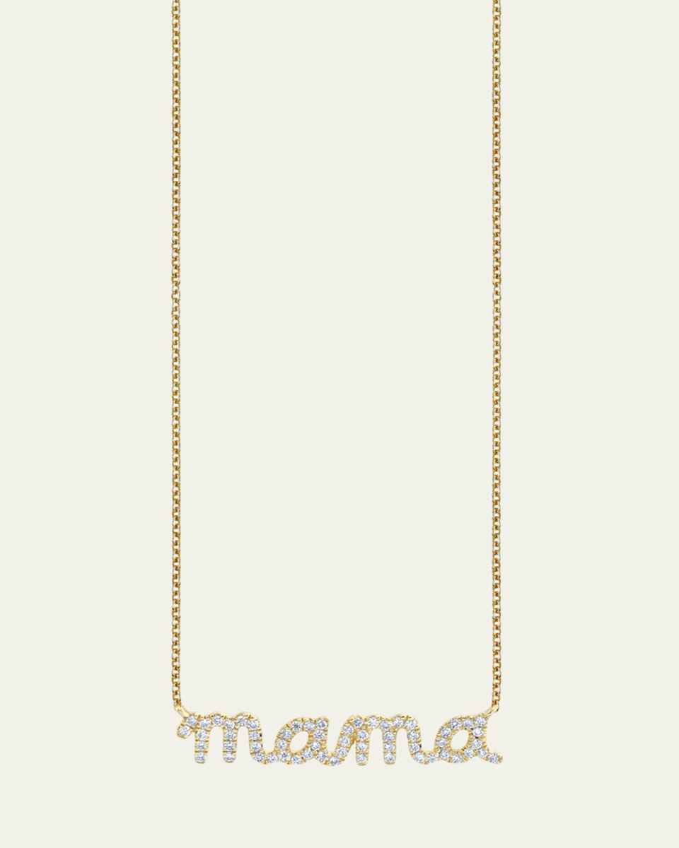 14k Diamond Mama Script Necklace